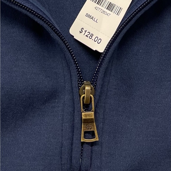 NWT Men’s Brooks Brothers Navy & White Stripe Quarter Zip Pullover Sweater SMALL - Picture 4 of 5